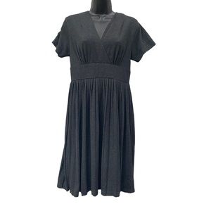 Simply Vera Gray Soft Knit Wrap Empire Short Sleeve A-line Midi Dress size Small